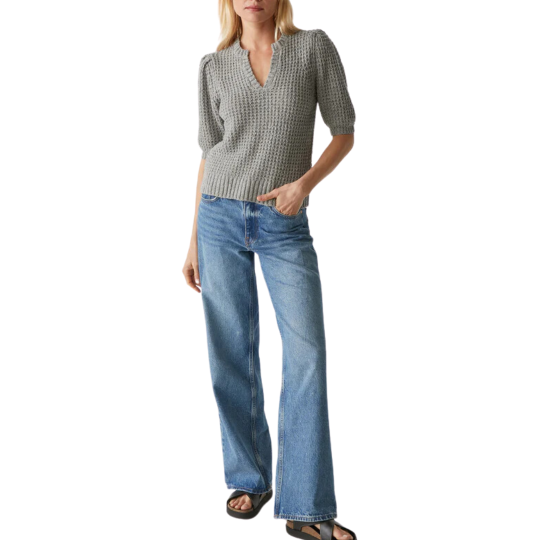 Gemma Puff Sleeve Sweater in Heather Grey
