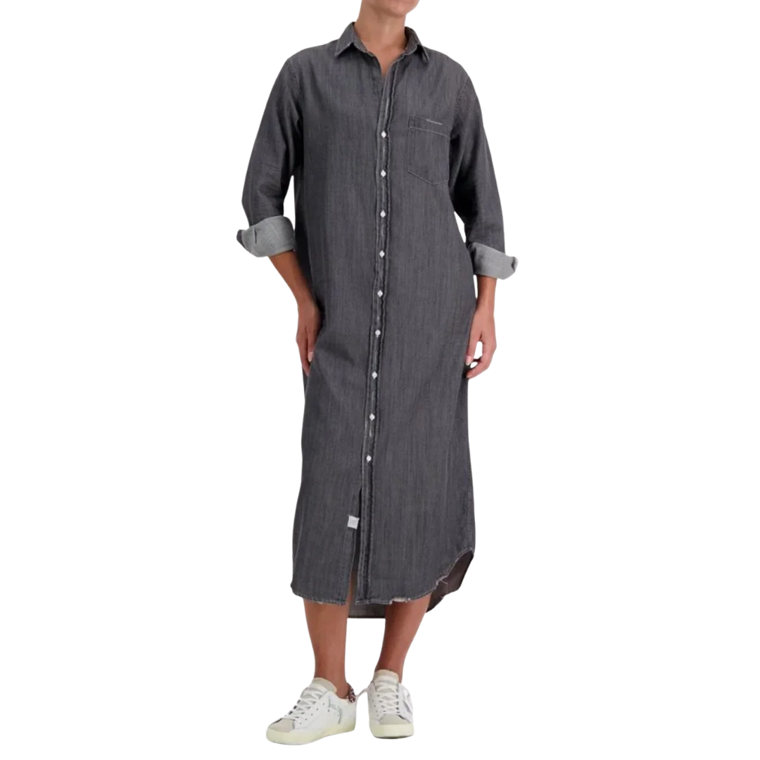 Rory Maxi Shirtdress in Grey Wash