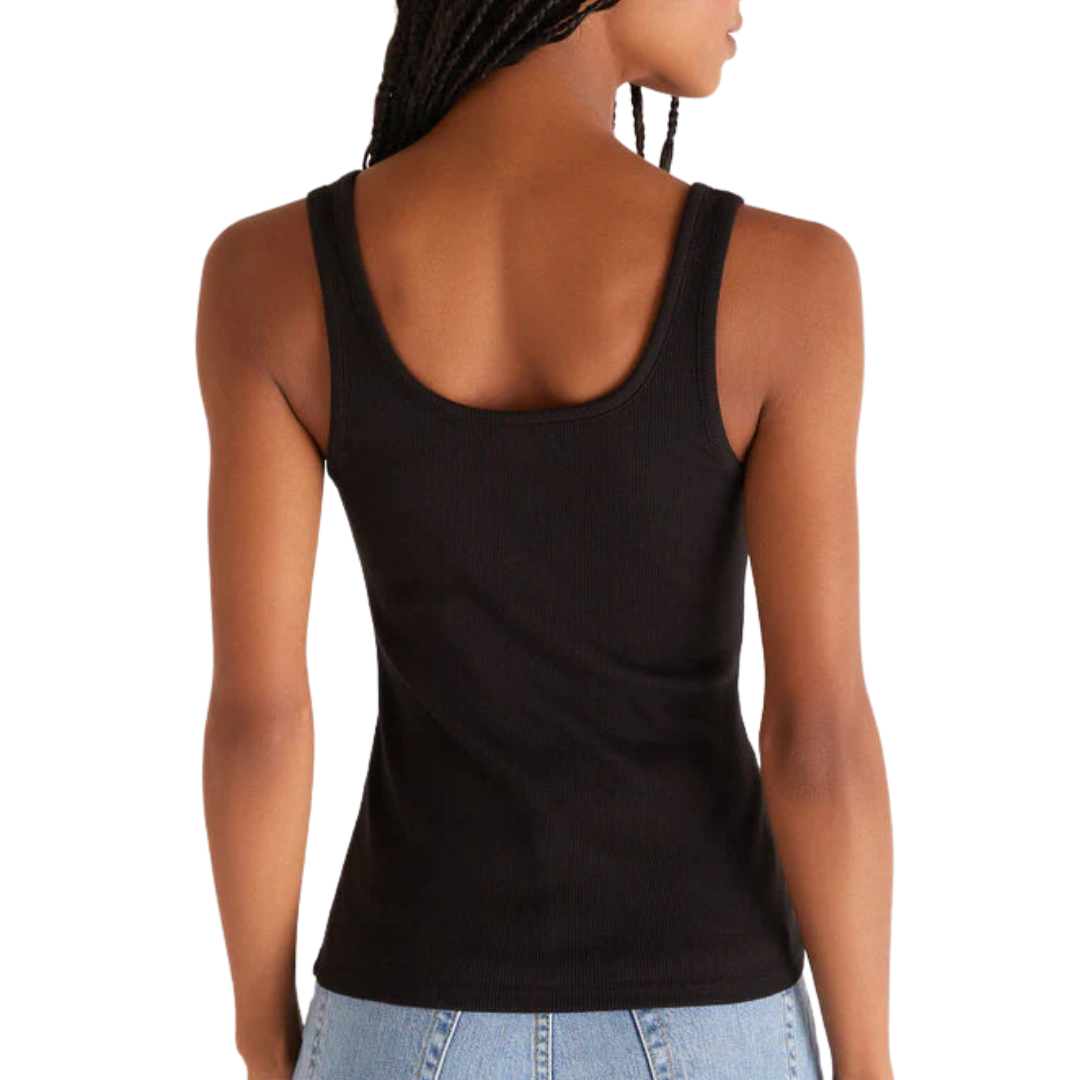 Audrey Rib Tank in Black
