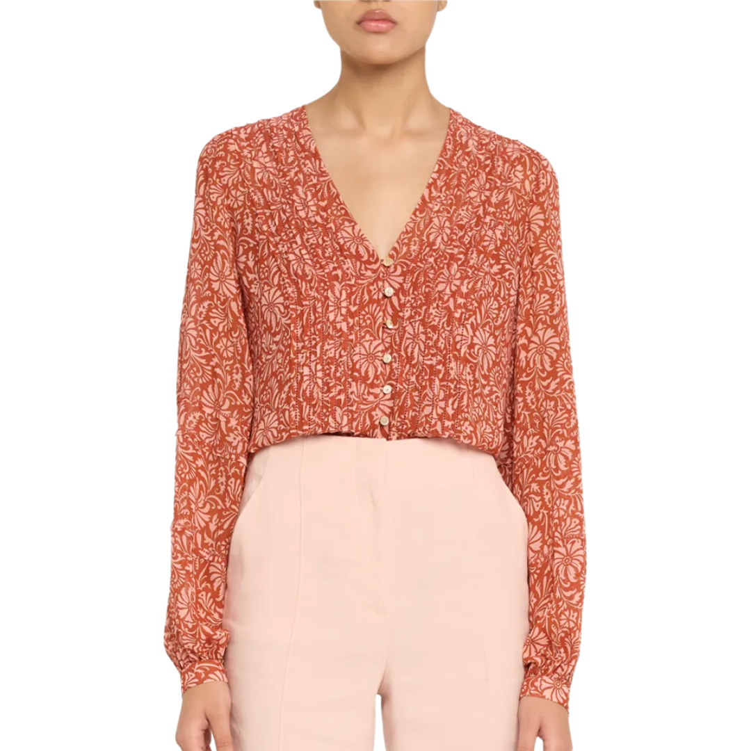Calvin Top in Dark Persimmon Multi