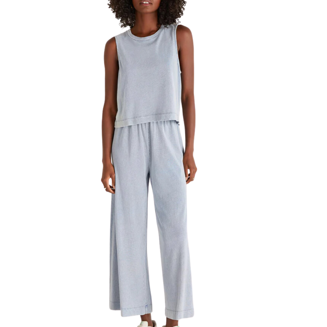 Sloane Jersey Denim Muscle Tank in Washed Indigo