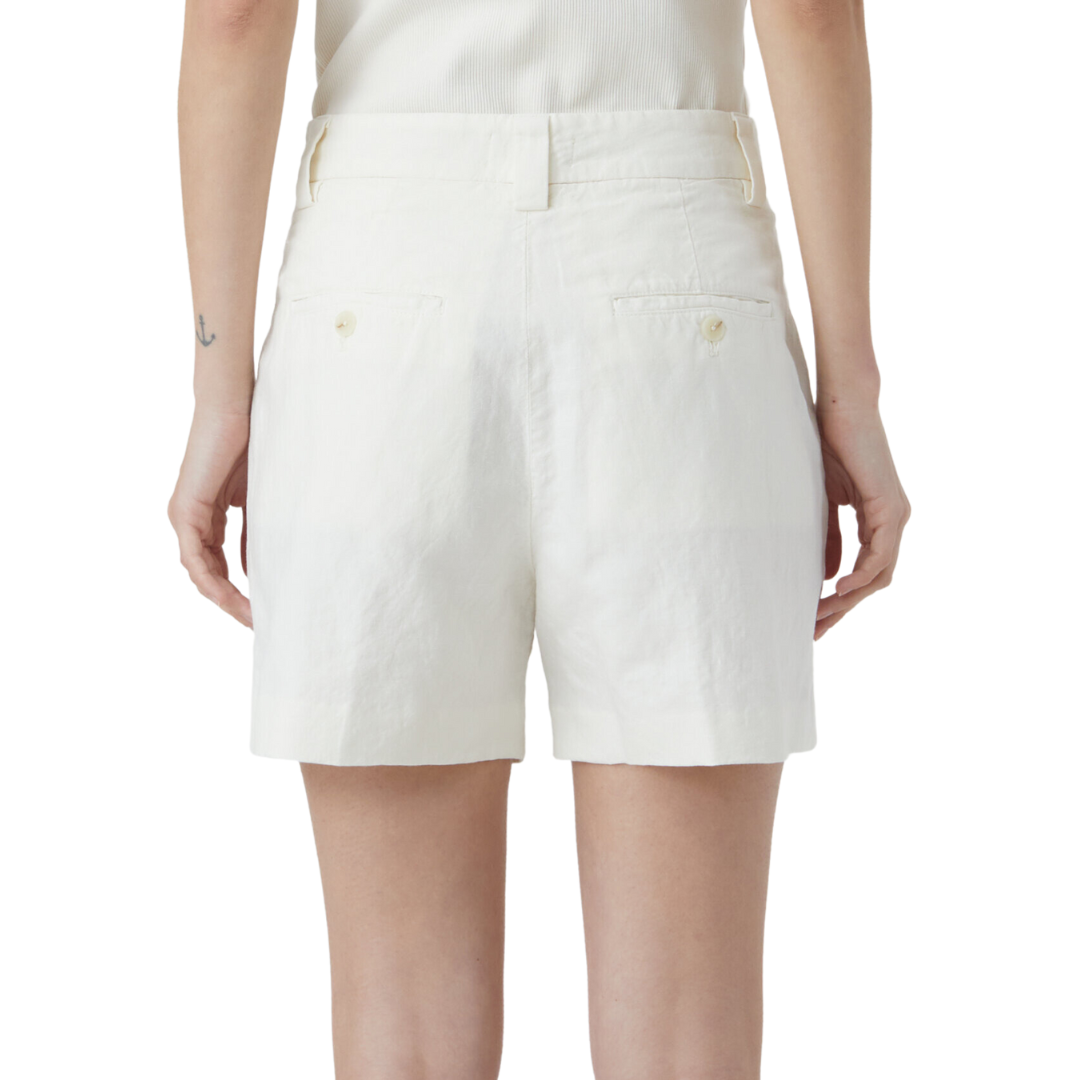 Idabel Linen & Cotton Shorts in Ivory