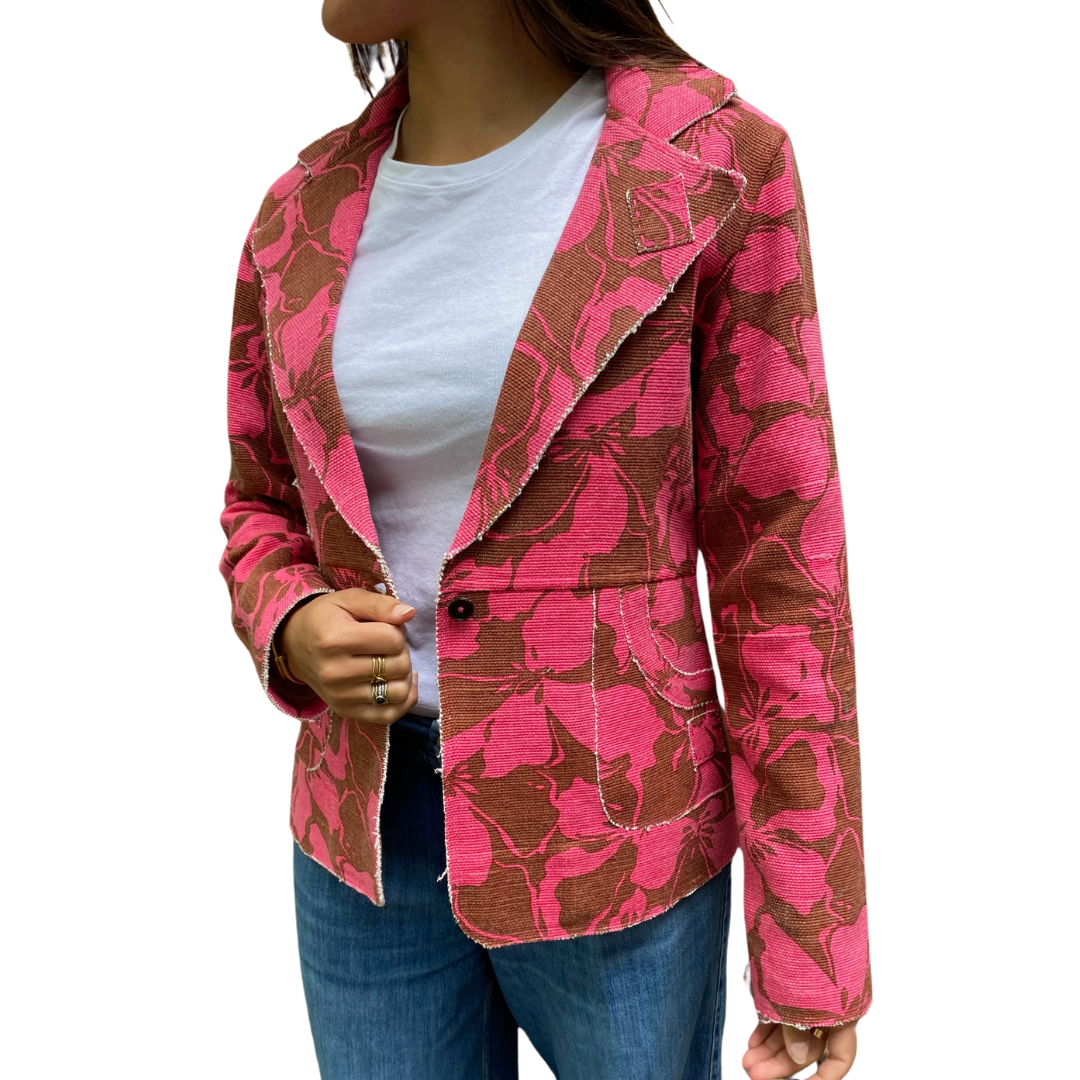 Hibiscus Flower Blazer in Pink