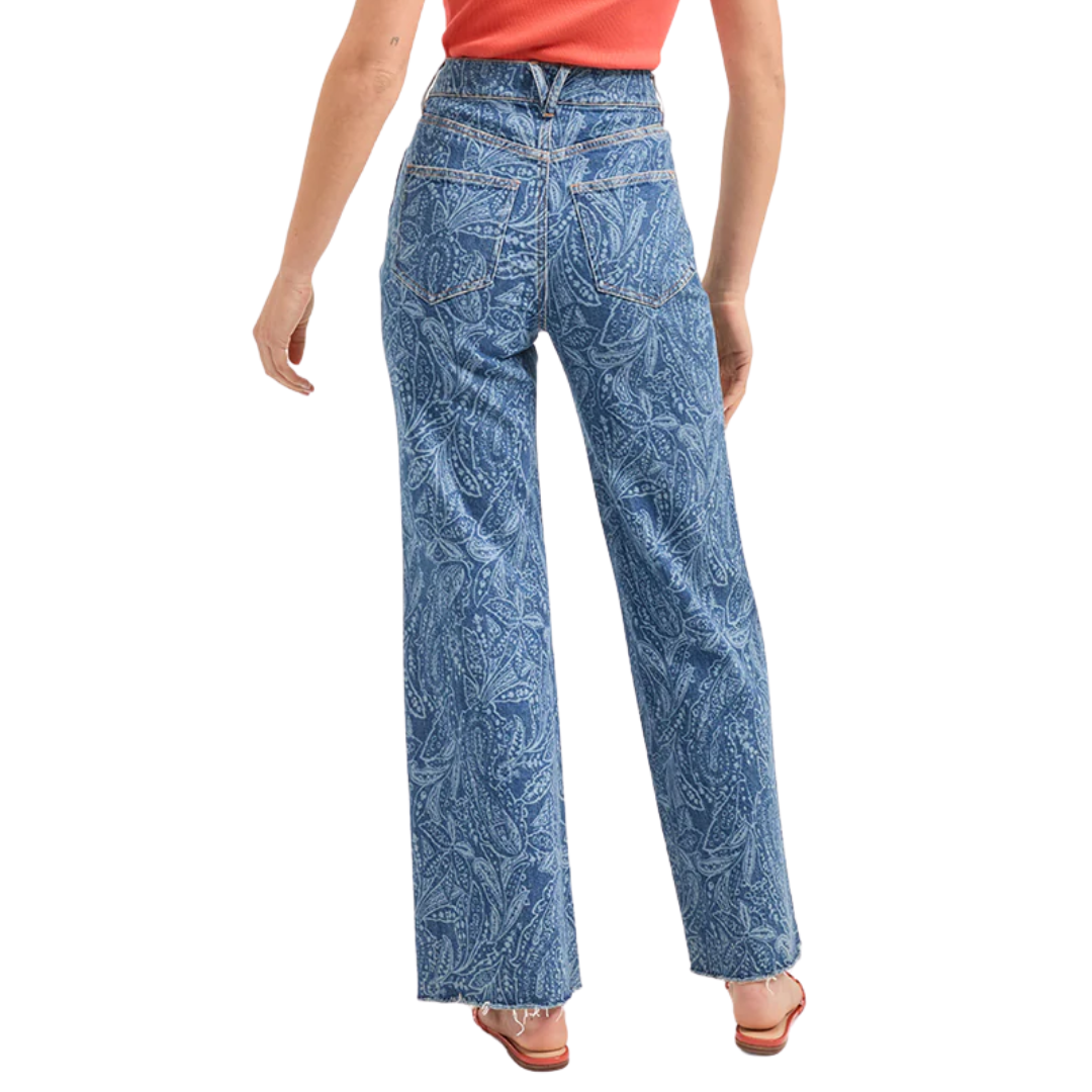 Taylor Paisley Printed Wide-Leg Jean in Atlantic Paisley