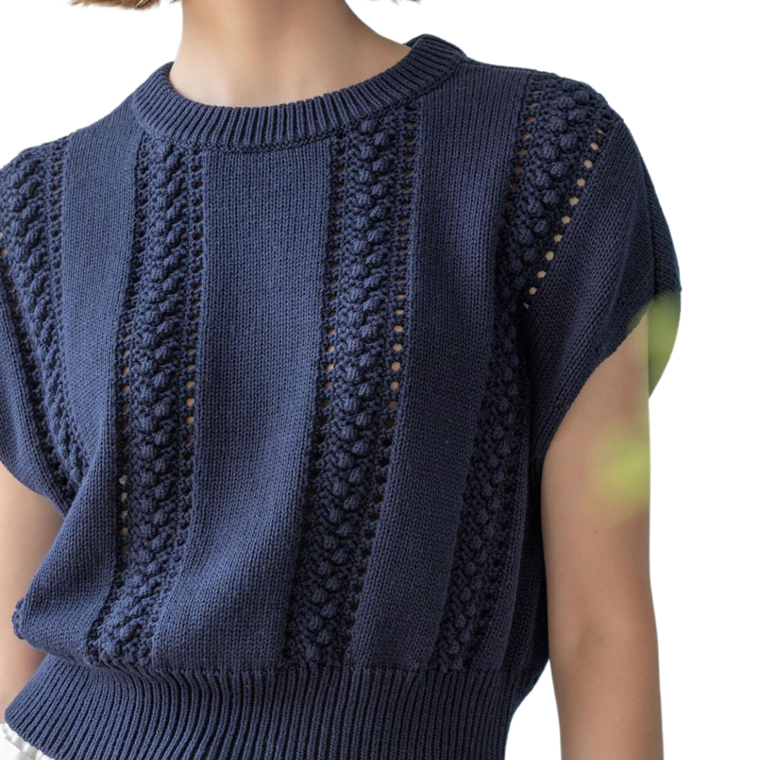Wedge Crewneck Sweater in Navy