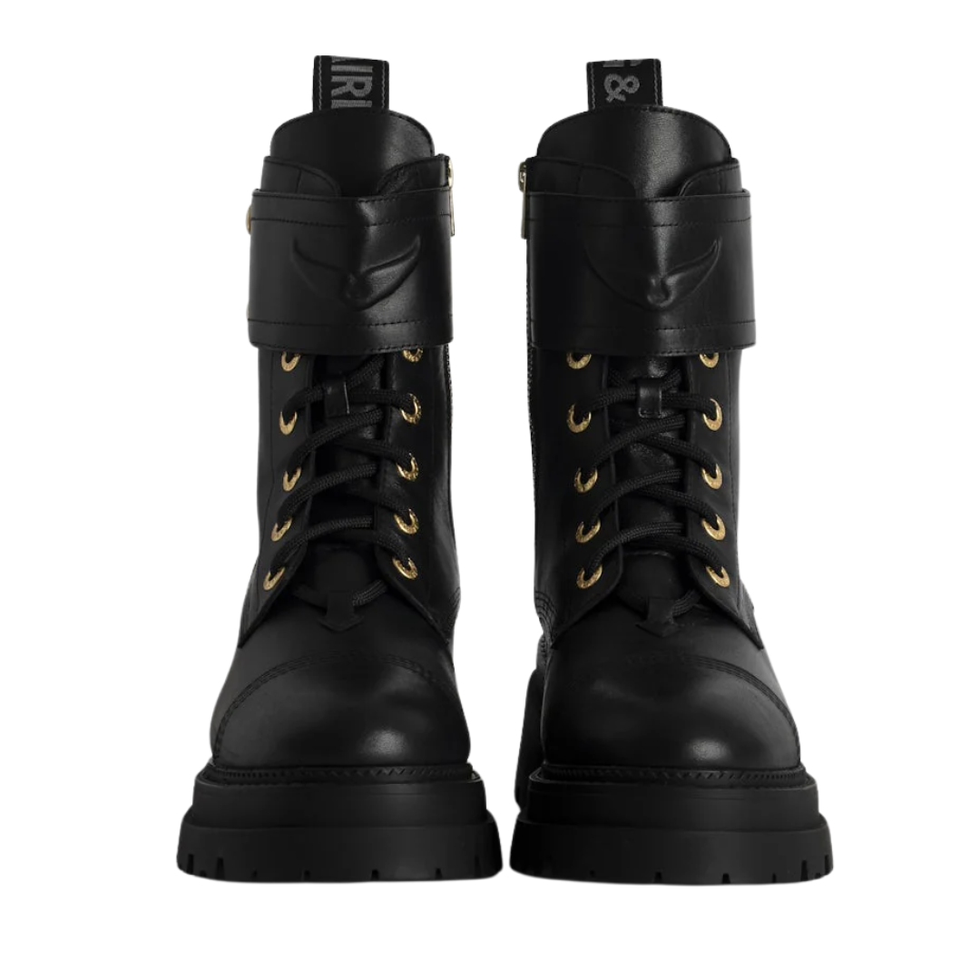 Joe Ride Semy-Shiny Calfskin Boots in Noir