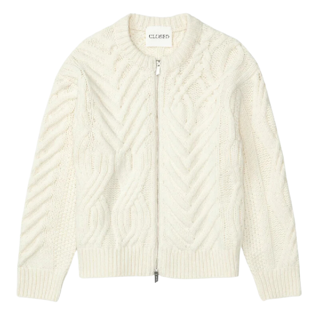 Crew Zip Cardigan in Ivory