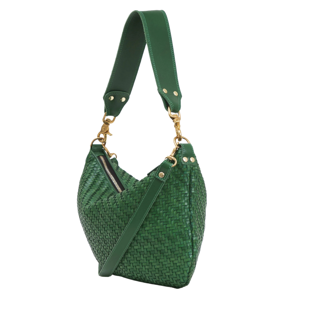 Moyen Messenger in Evergreen Woven Zig Zag