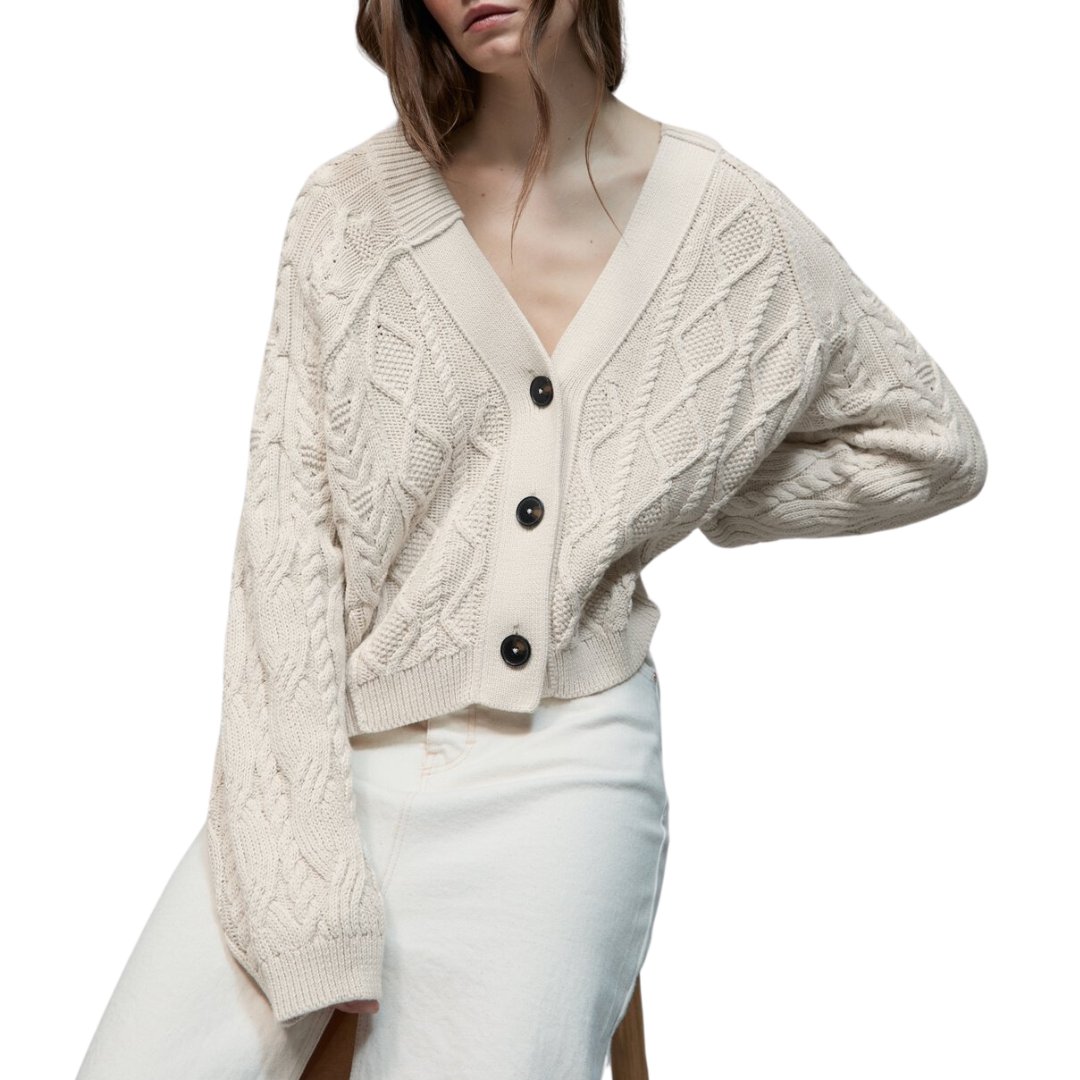 Organic Cotton Cardigan in Ivory