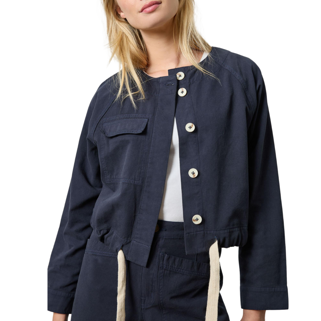 Drawstring Waist Jacket in Navy