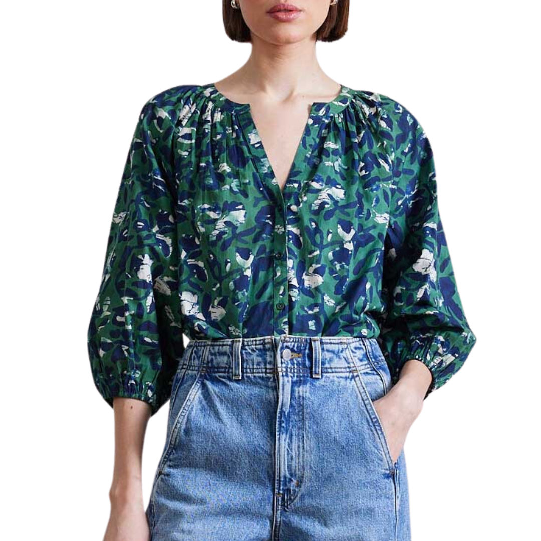 Mitte Top in Aqua Di Fiore Green