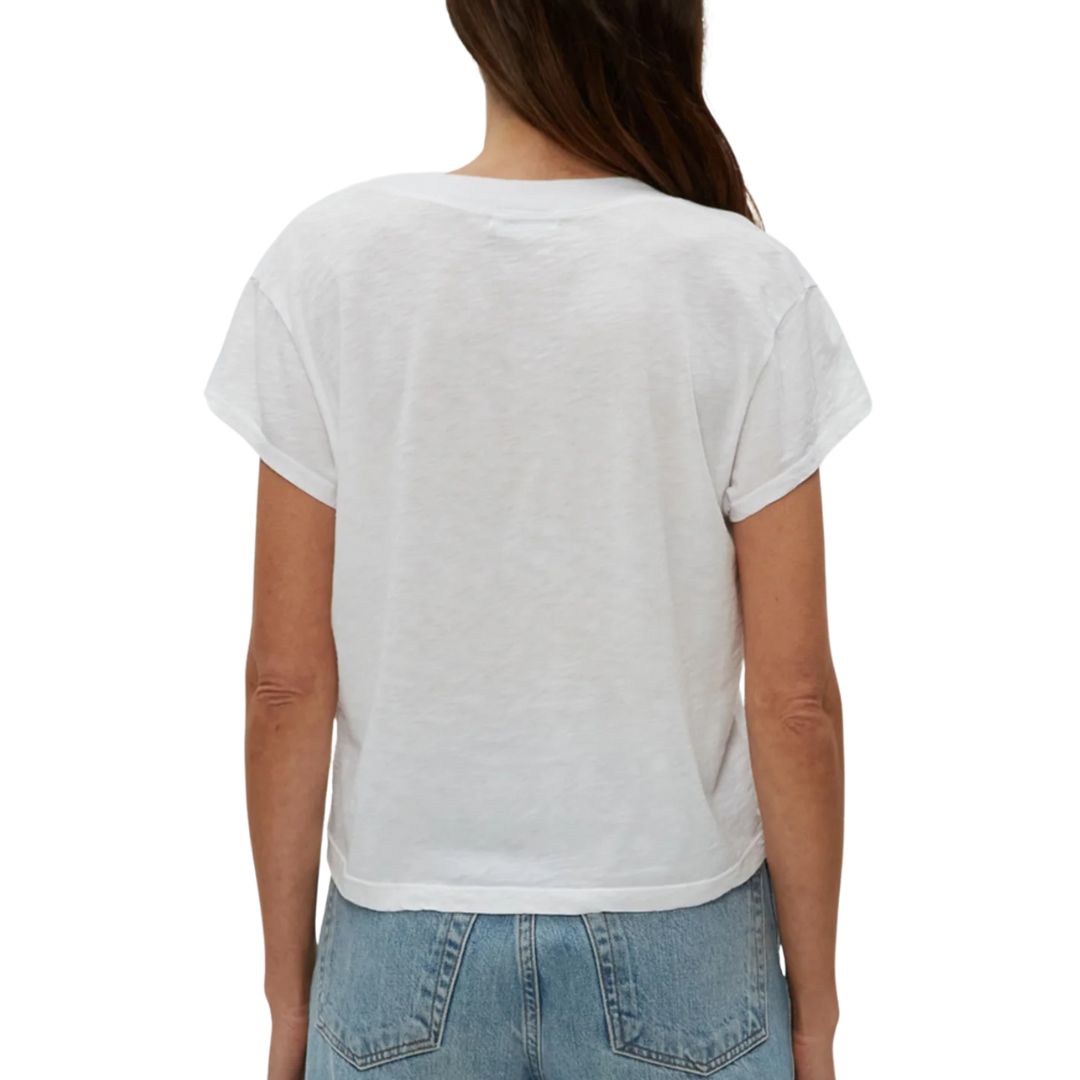 Harlan Cropped V-Neck Tee in White