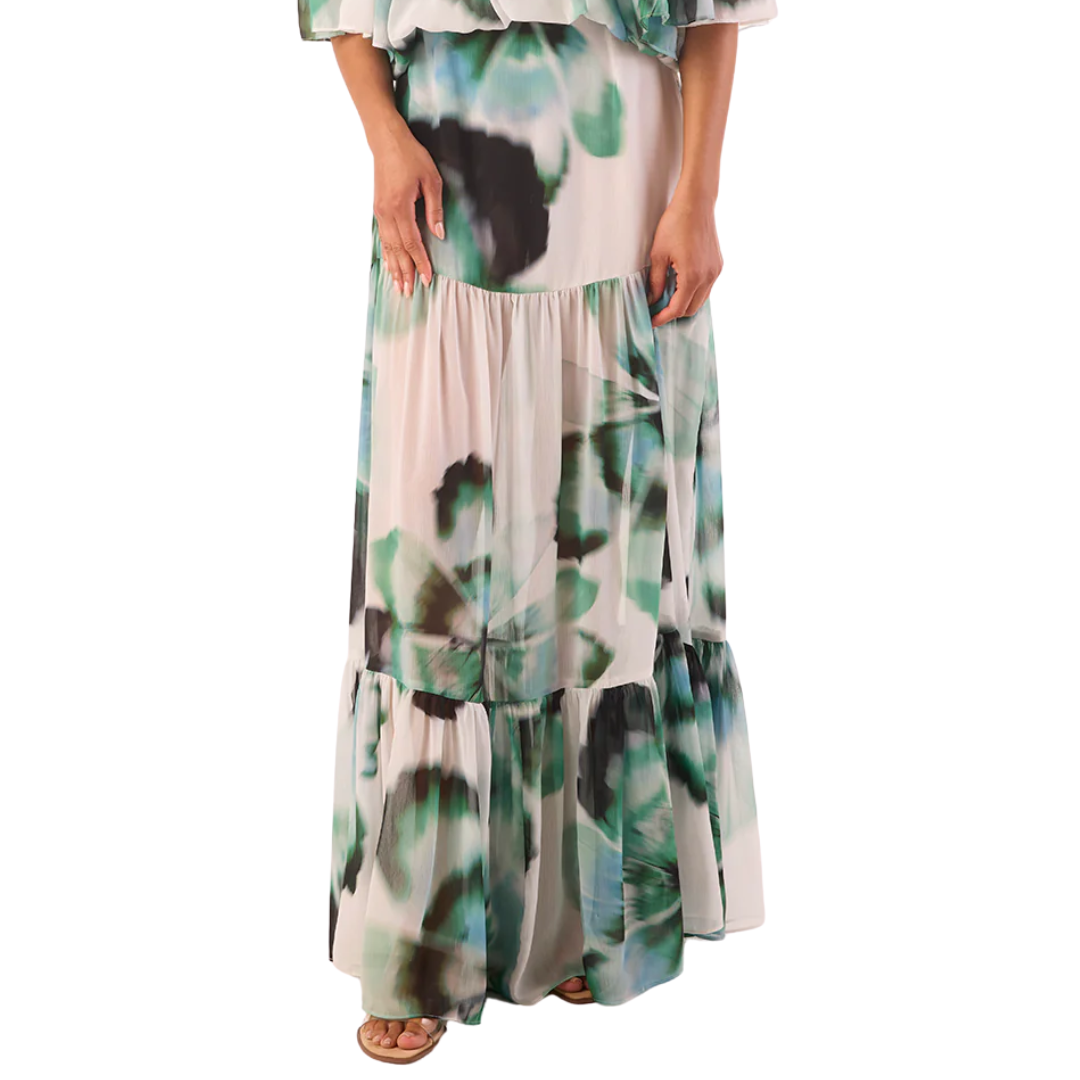 Mavi Skirt in Verdant Anemone Chiffon