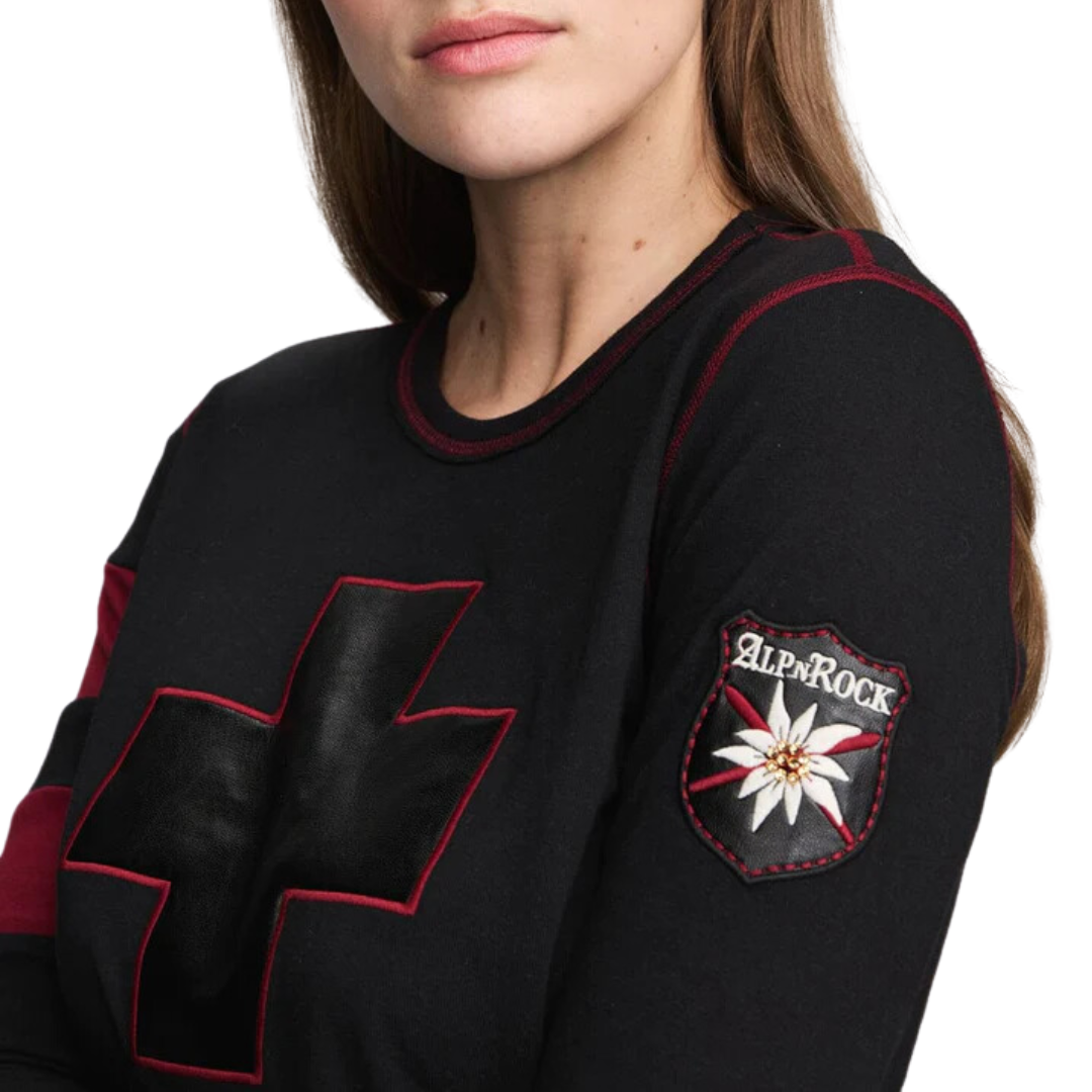 Helvetica Crew in Black/Deep Red