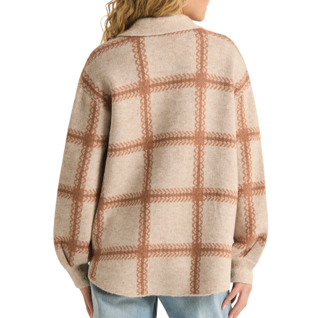 Tyler Plaid Sweater Jacket in Mocha Mousse