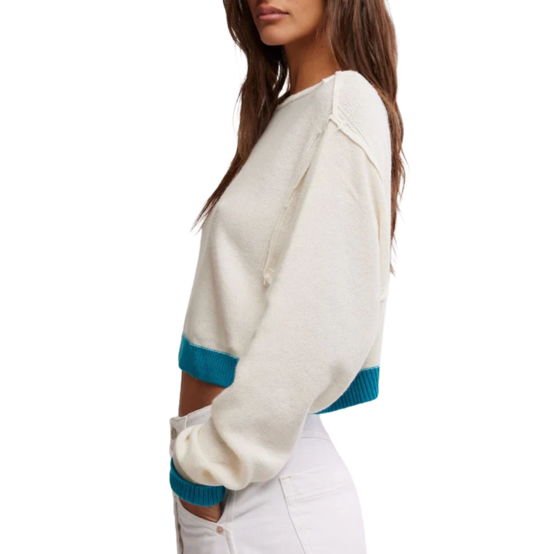 We The Free Into the Blue Pullover in Tropical Blue Combo