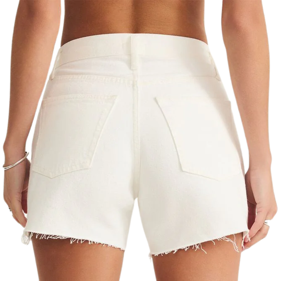Everyday Hi Rise Denim Short in Off White