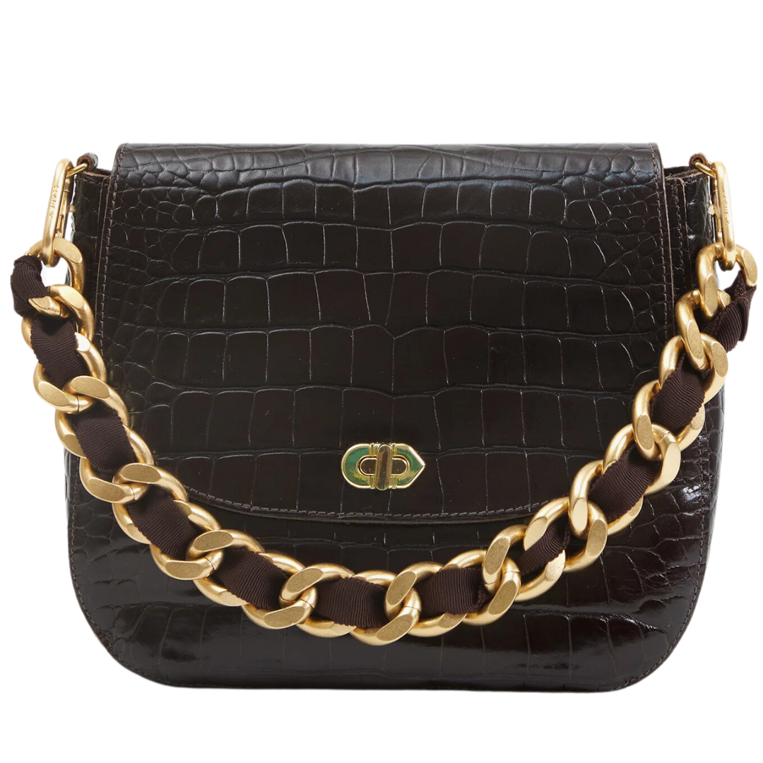 Shortie Strap in Kalamata Grosgrain Curb Chain