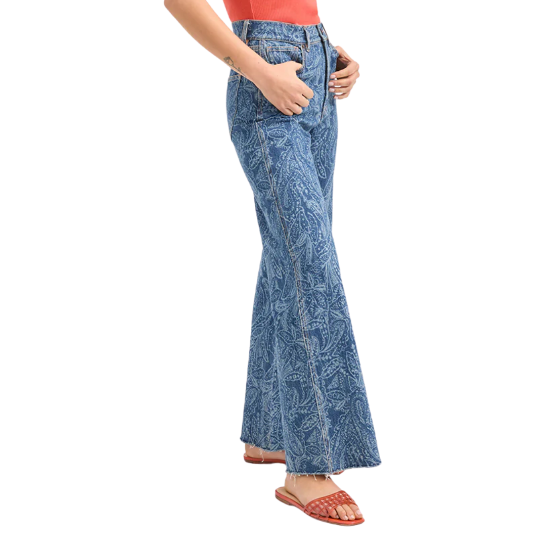 Taylor Paisley Printed Wide-Leg Jean in Atlantic Paisley