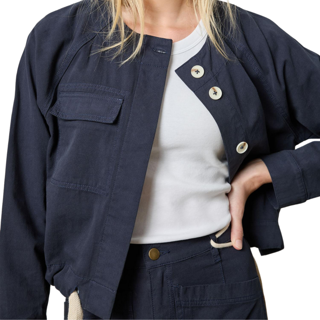 Drawstring Waist Jacket in Navy