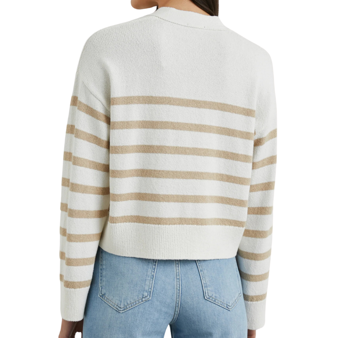 Geneva Cardigan in Sand Stripe