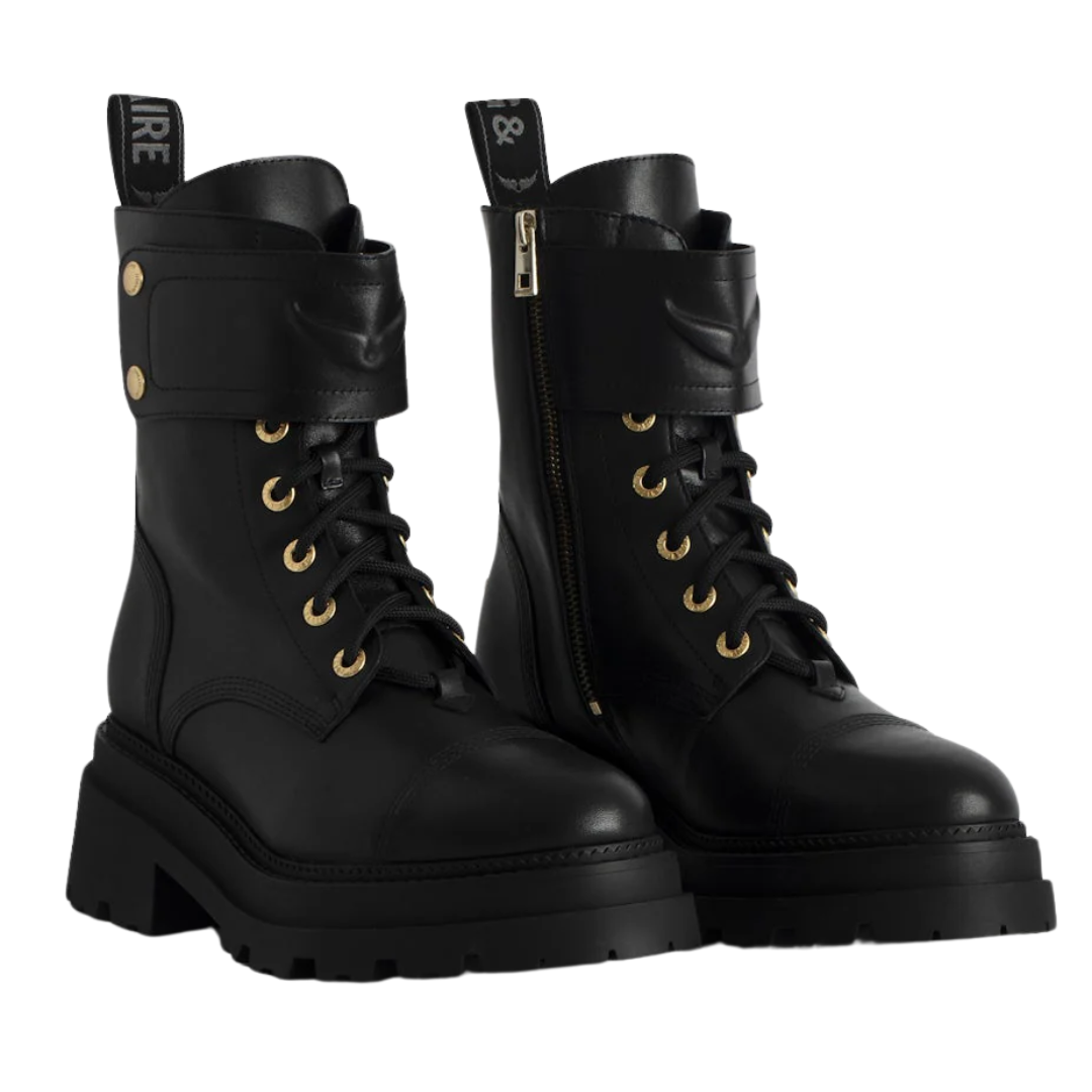Joe Ride Semy-Shiny Calfskin Boots in Noir