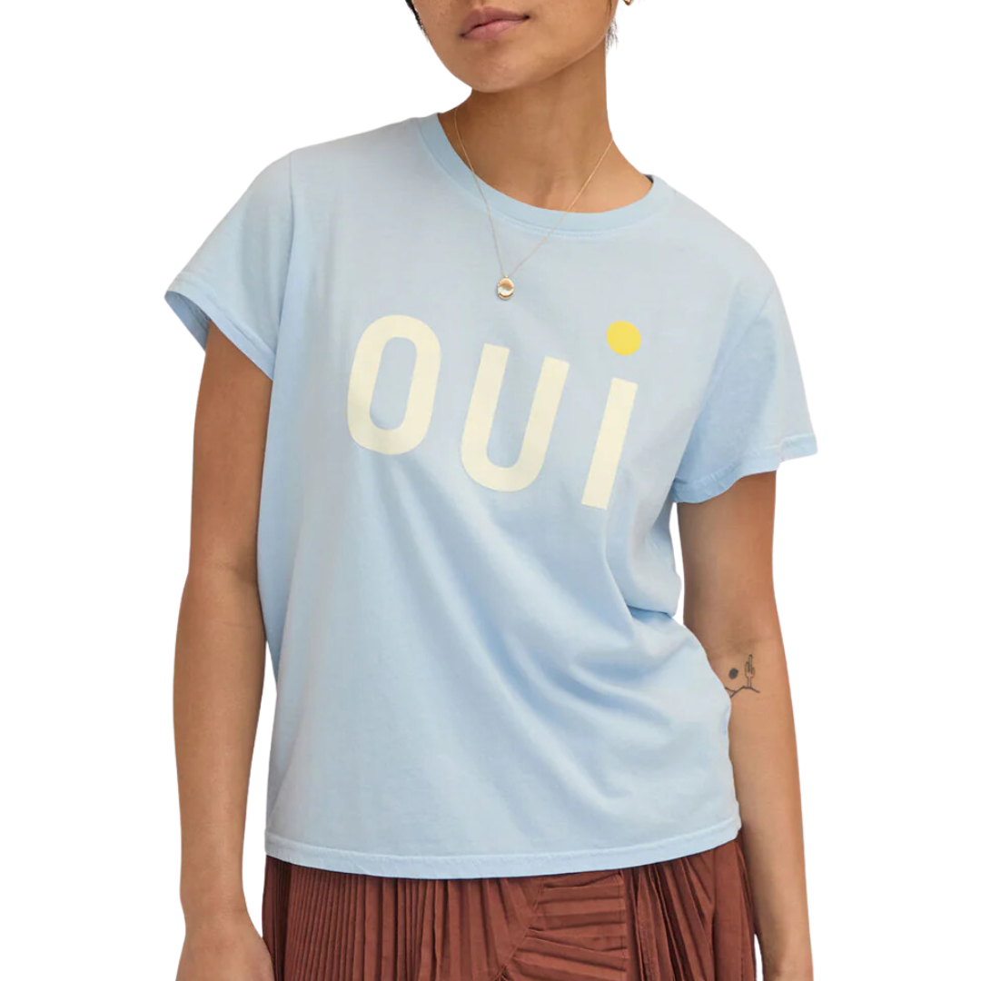 Classic Tee in Light Blue w/ Cream & Bright Yellow Oui
