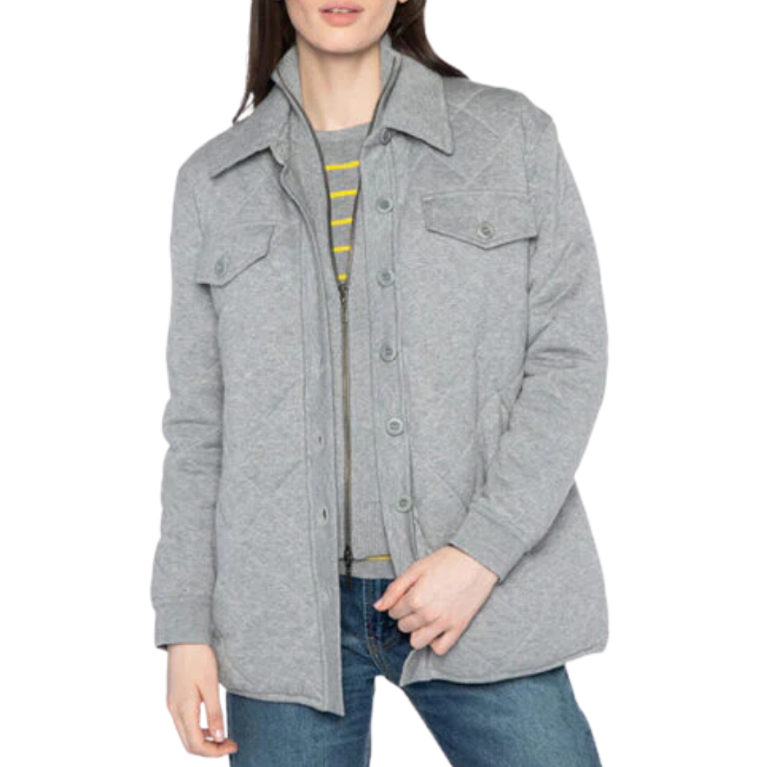 Two In One Quilted Shacket in Granite