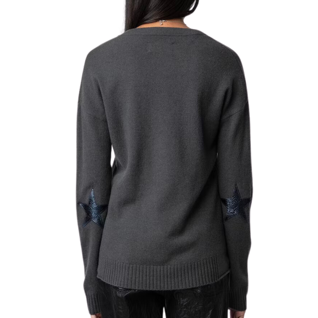 Vivi Patch Cashmere Sweater in Ardoise