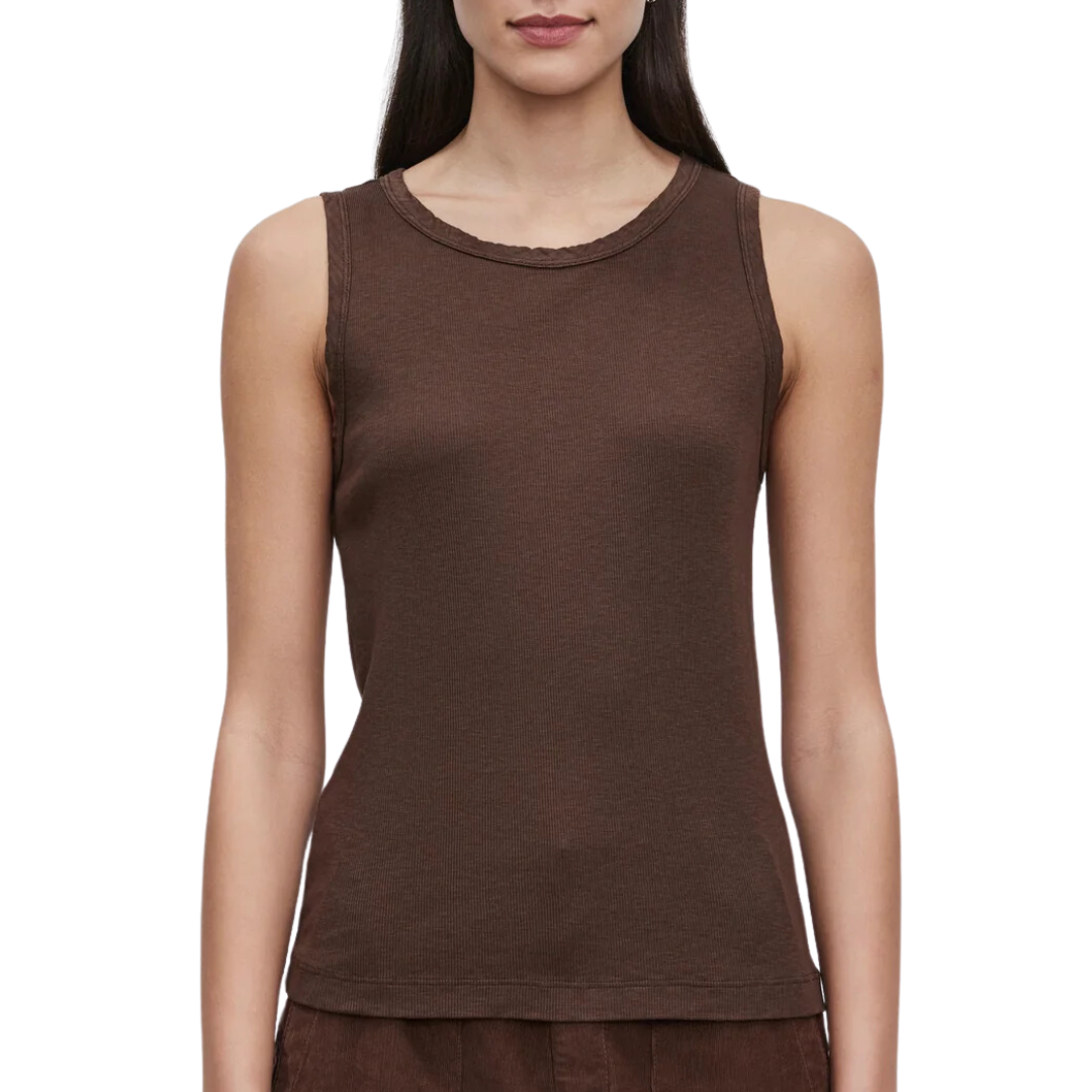 Maxie Ribbed Tank Top in Bark