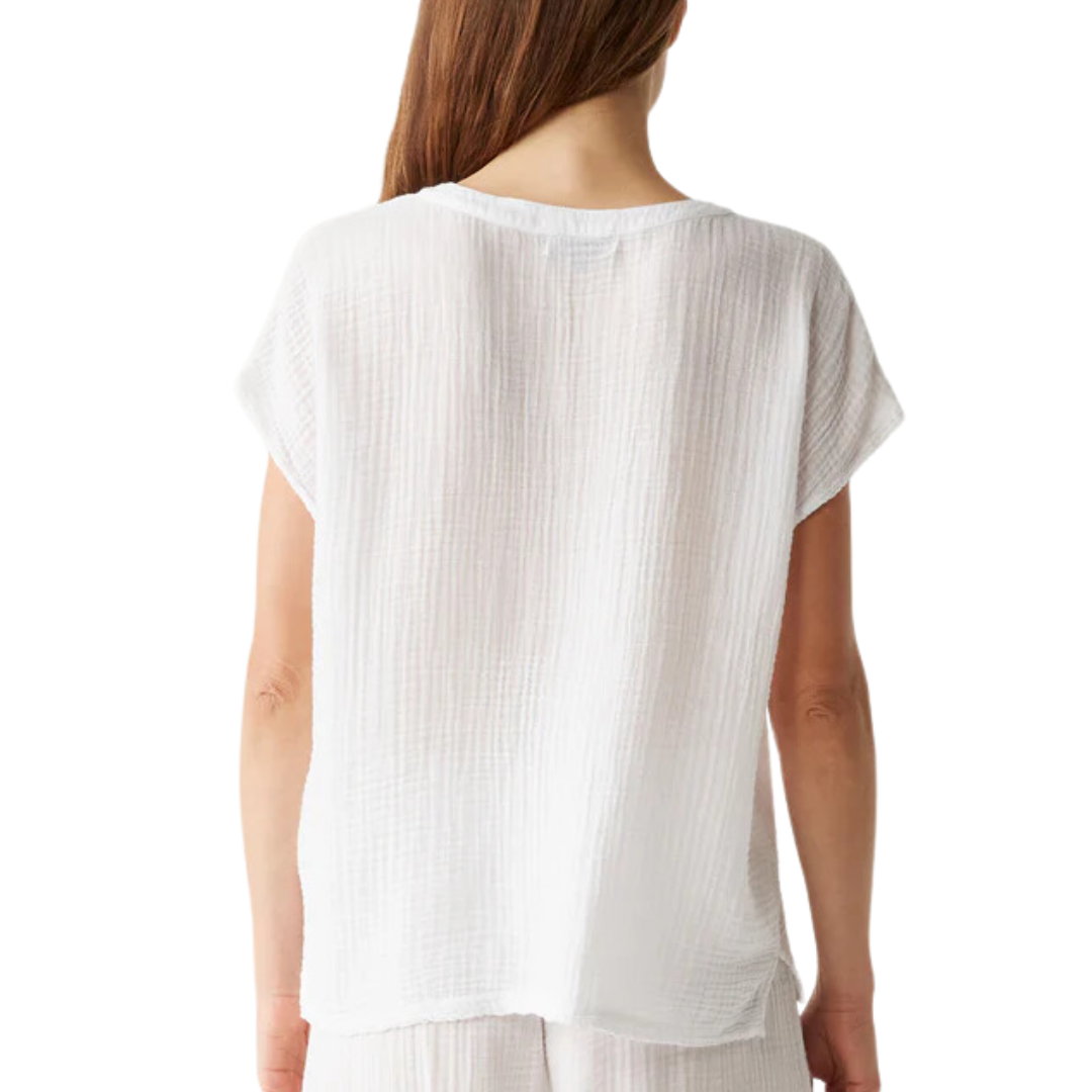 Naomi Split Neck Top in White