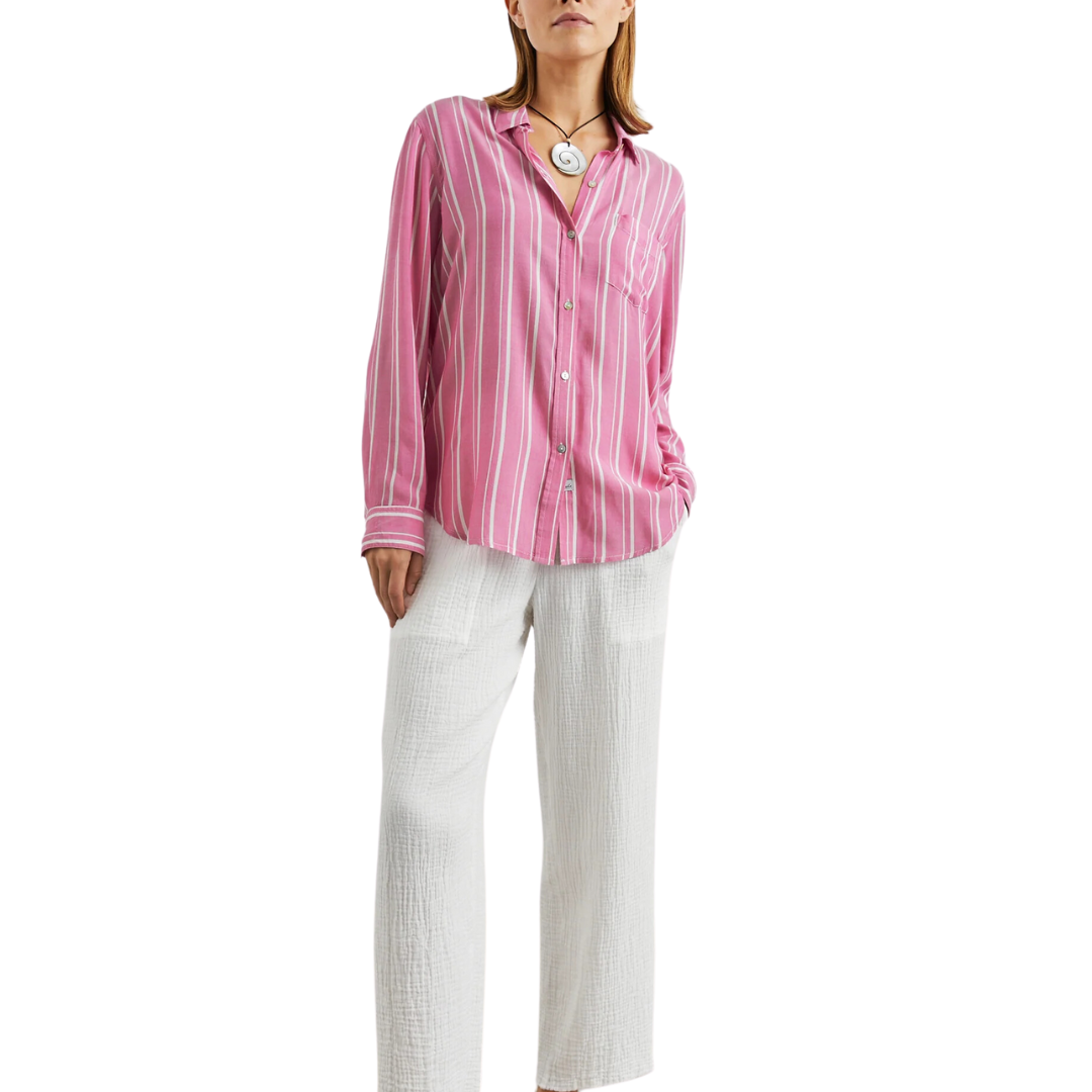 Gaia Shirt in Berry Stripe