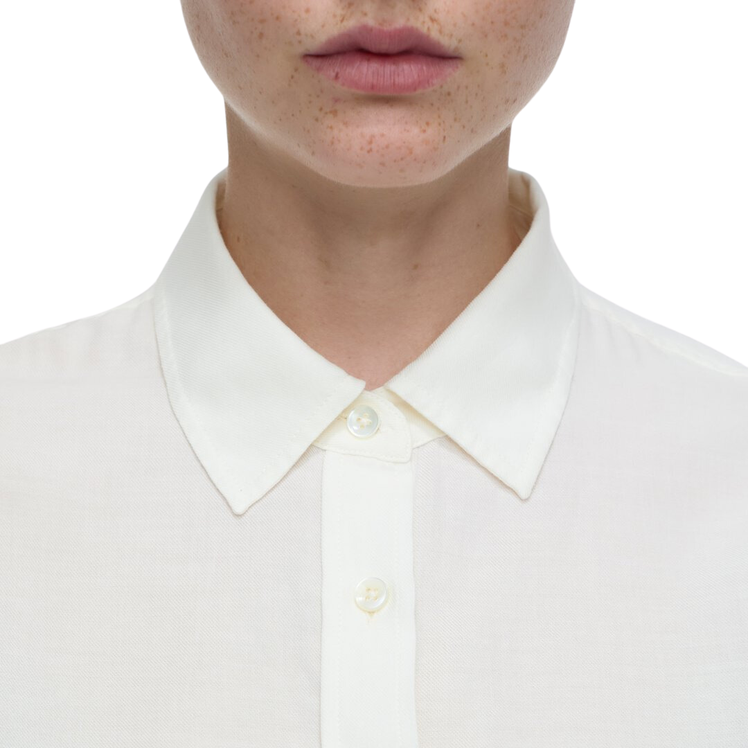 Cotton-Cashmere Blend Blouse in Ivory