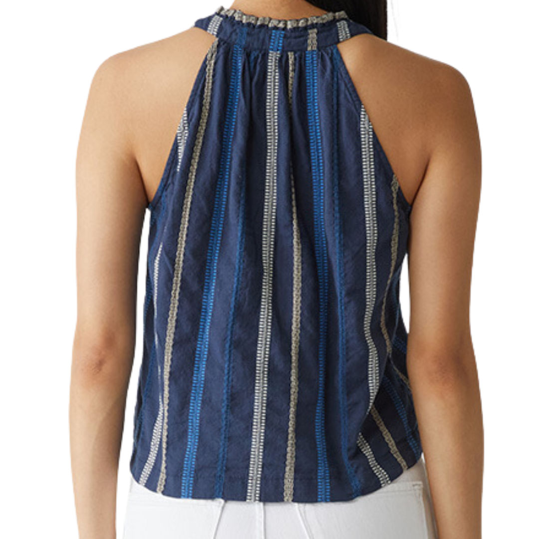 Leslie Split Neck Top in Nocturnal Combo