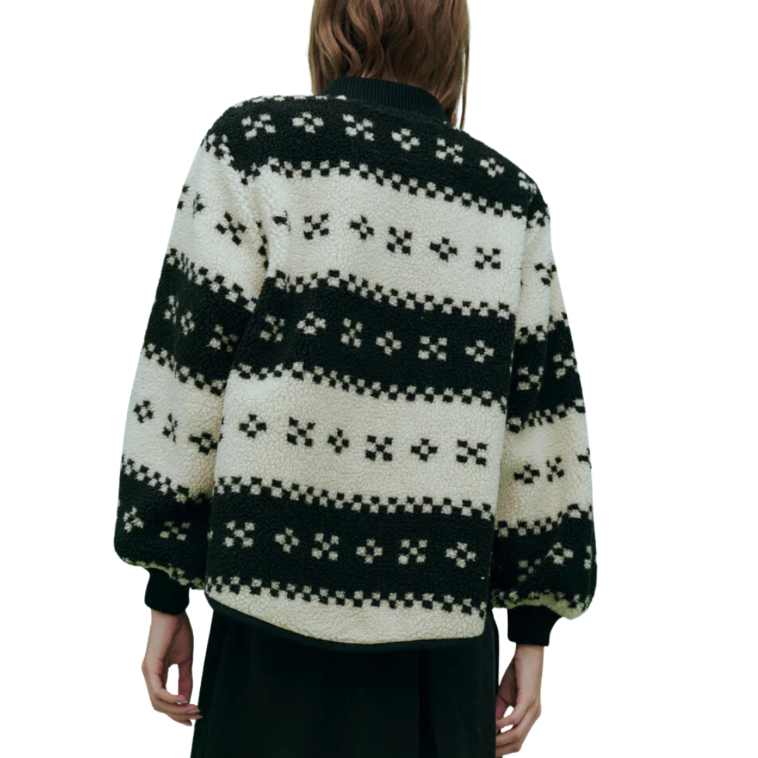 The Plush Bomber in Black Geo