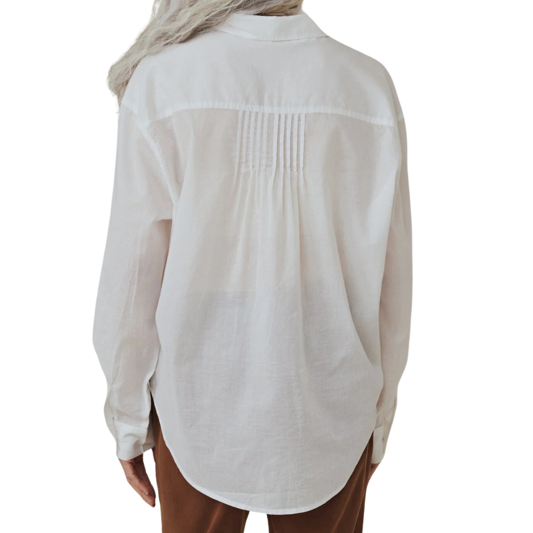 Pintuck Flowy Shirt in White