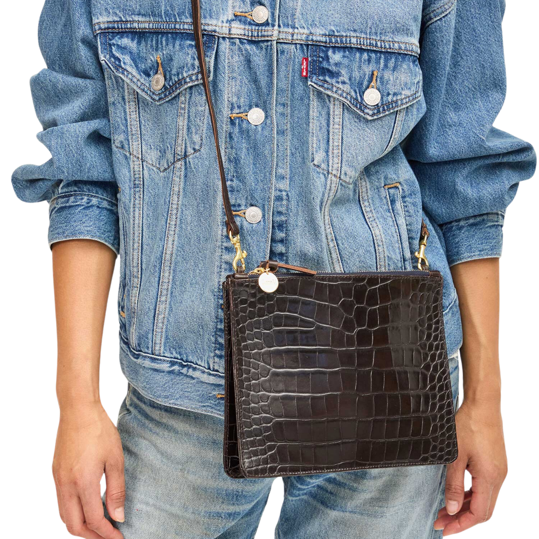 Margot Double Sac Bretelle in Kalamata Croco