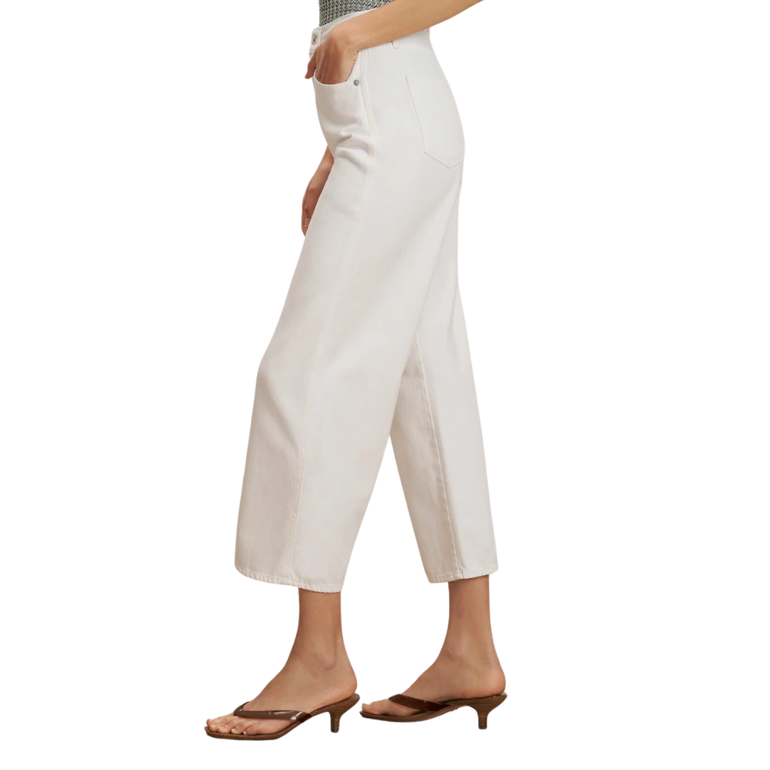 Taylor Cropped Wide-Leg Jean in White