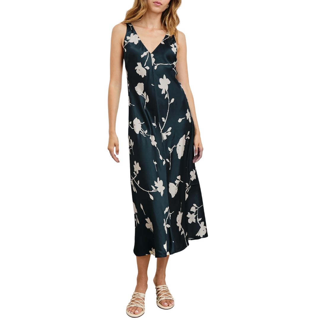 Camellia Dress in Midnight Roses