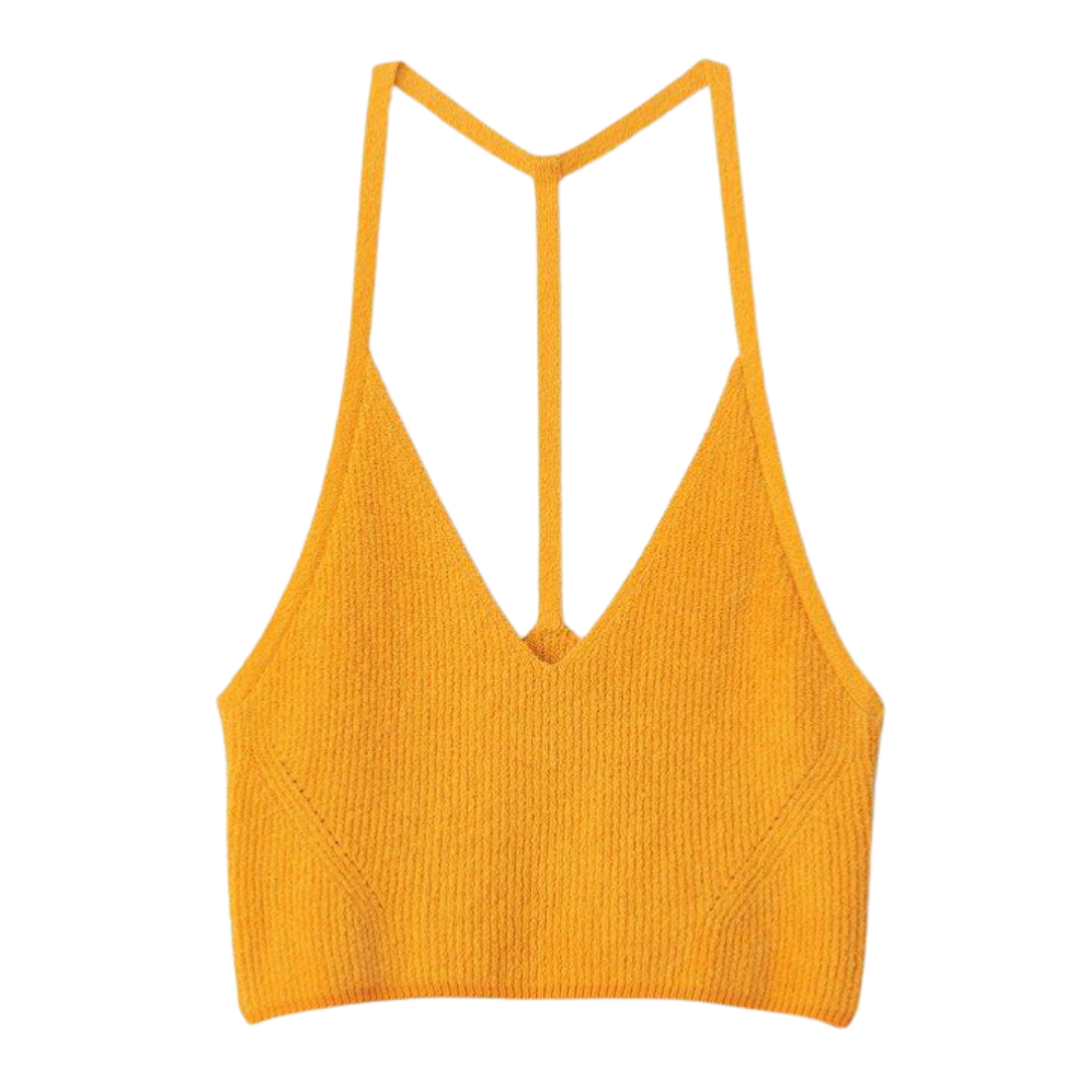 Cotton Rib Bra Top in Deep Yellow