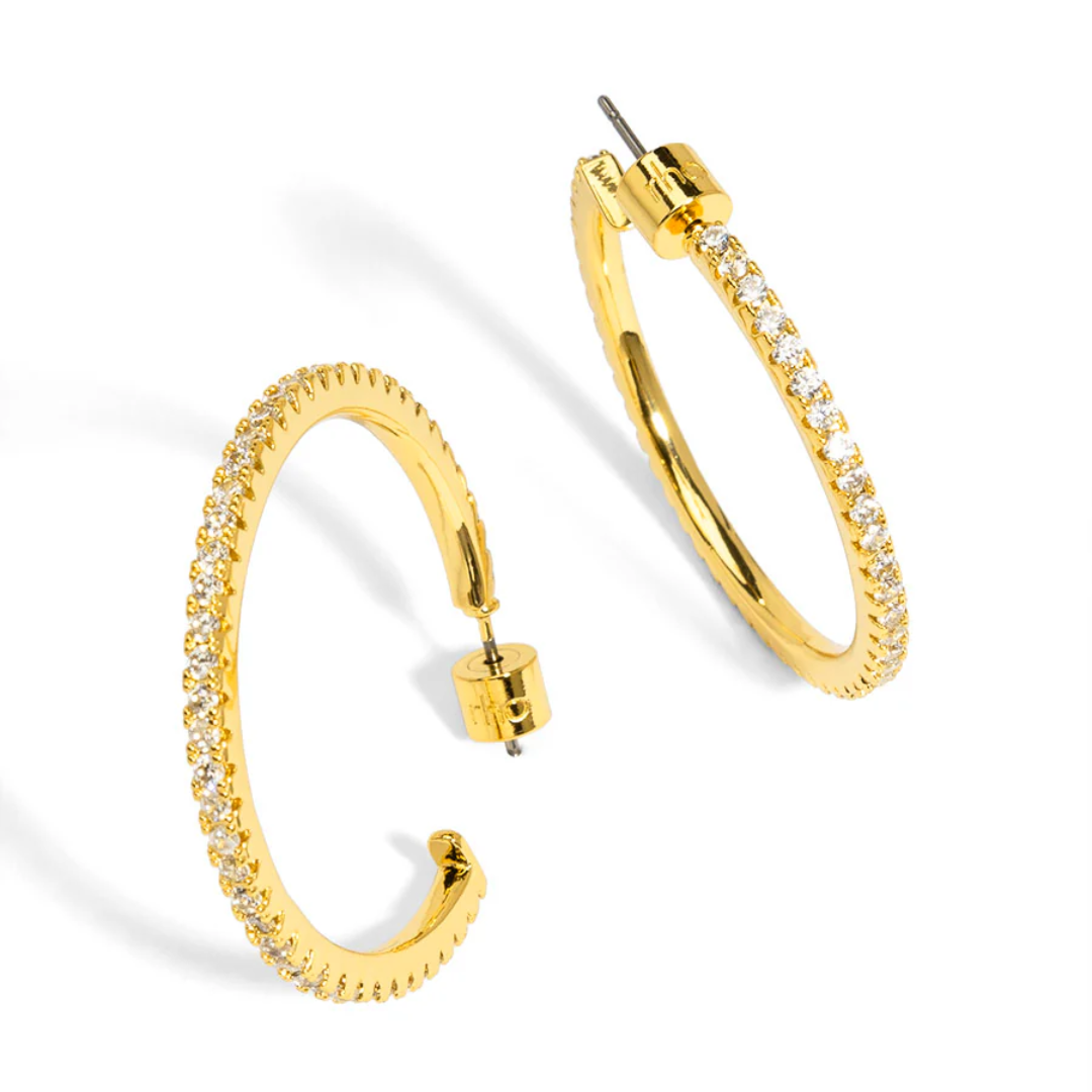 Medium Pavé Hoop Earring in Gold