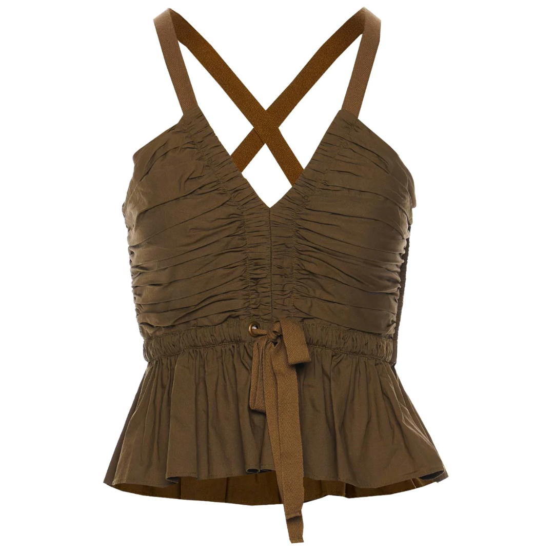 Merritt Ruched Drawstring Tank in Beech