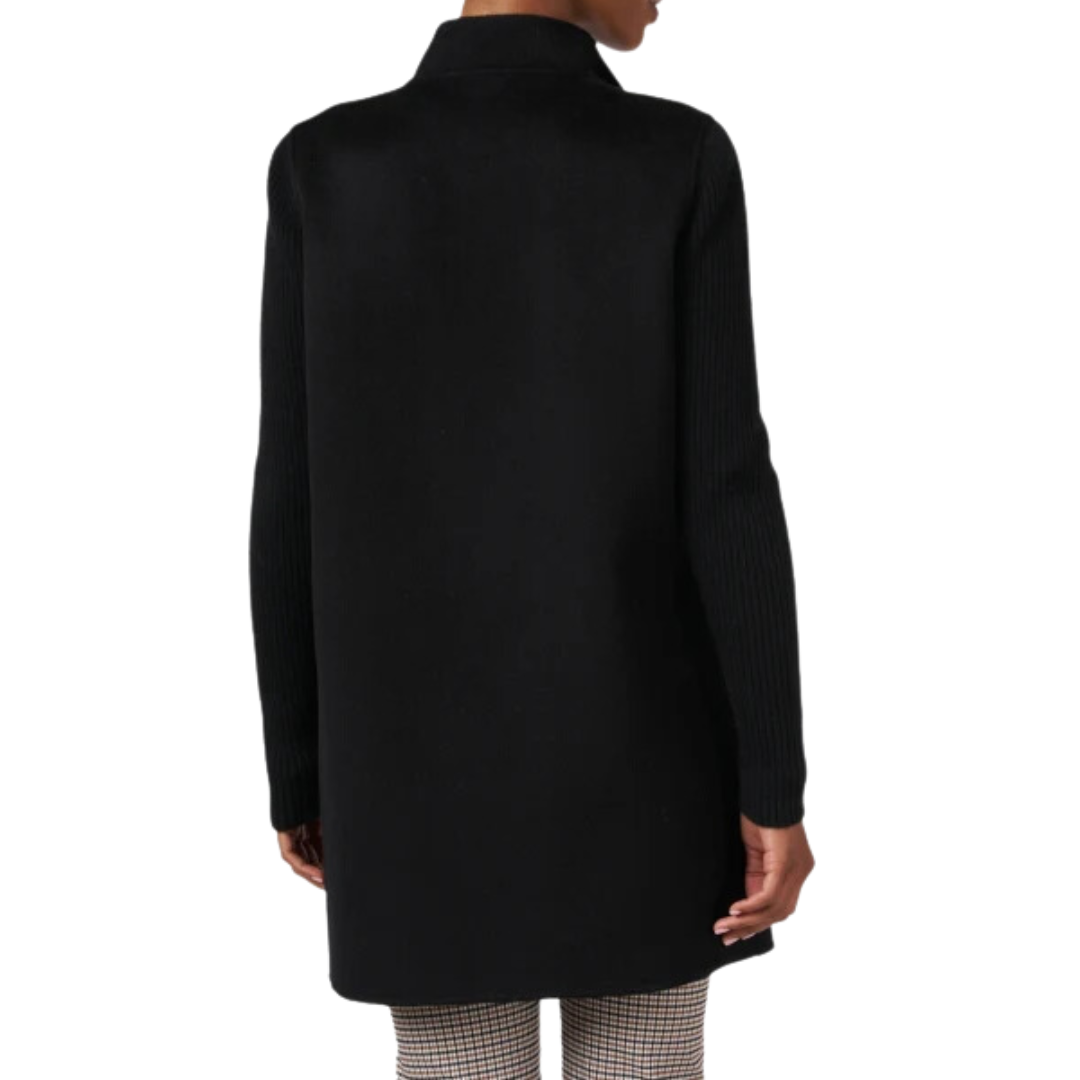 Rib Sleeve Coat in Black