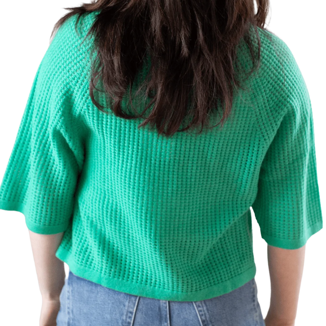 Short Sleeve Mesh Raglan Crew in Peapod