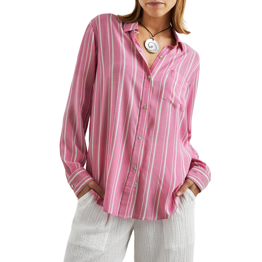 Gaia Shirt in Berry Stripe