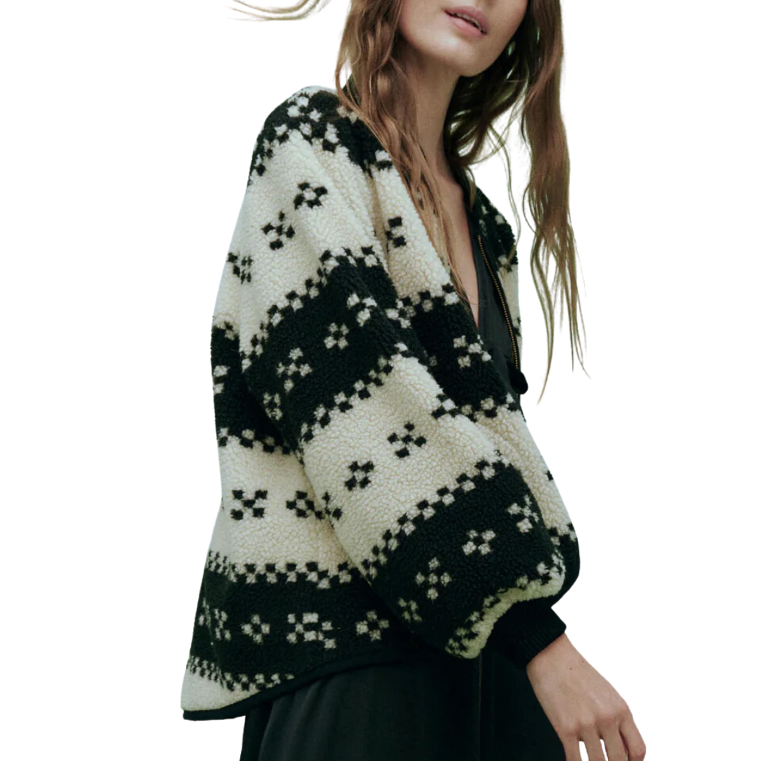 The Plush Bomber in Black Geo