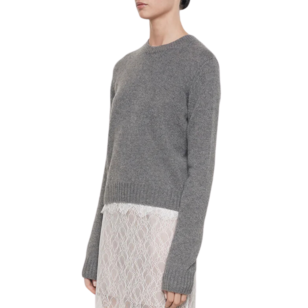 Cashmere Easy L/S Crew in Thunder