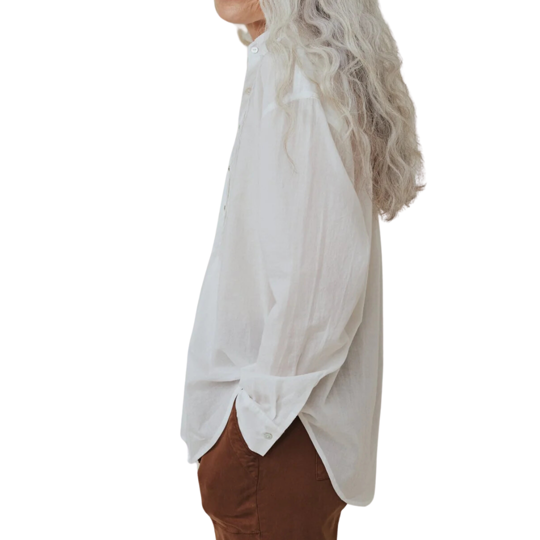 Pintuck Flowy Shirt in White
