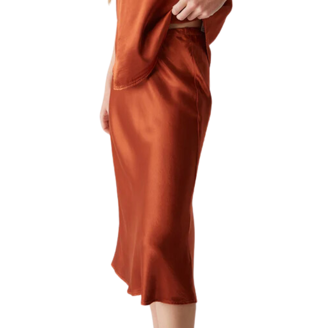 Leila Bias Midi Skirt in Toffee
