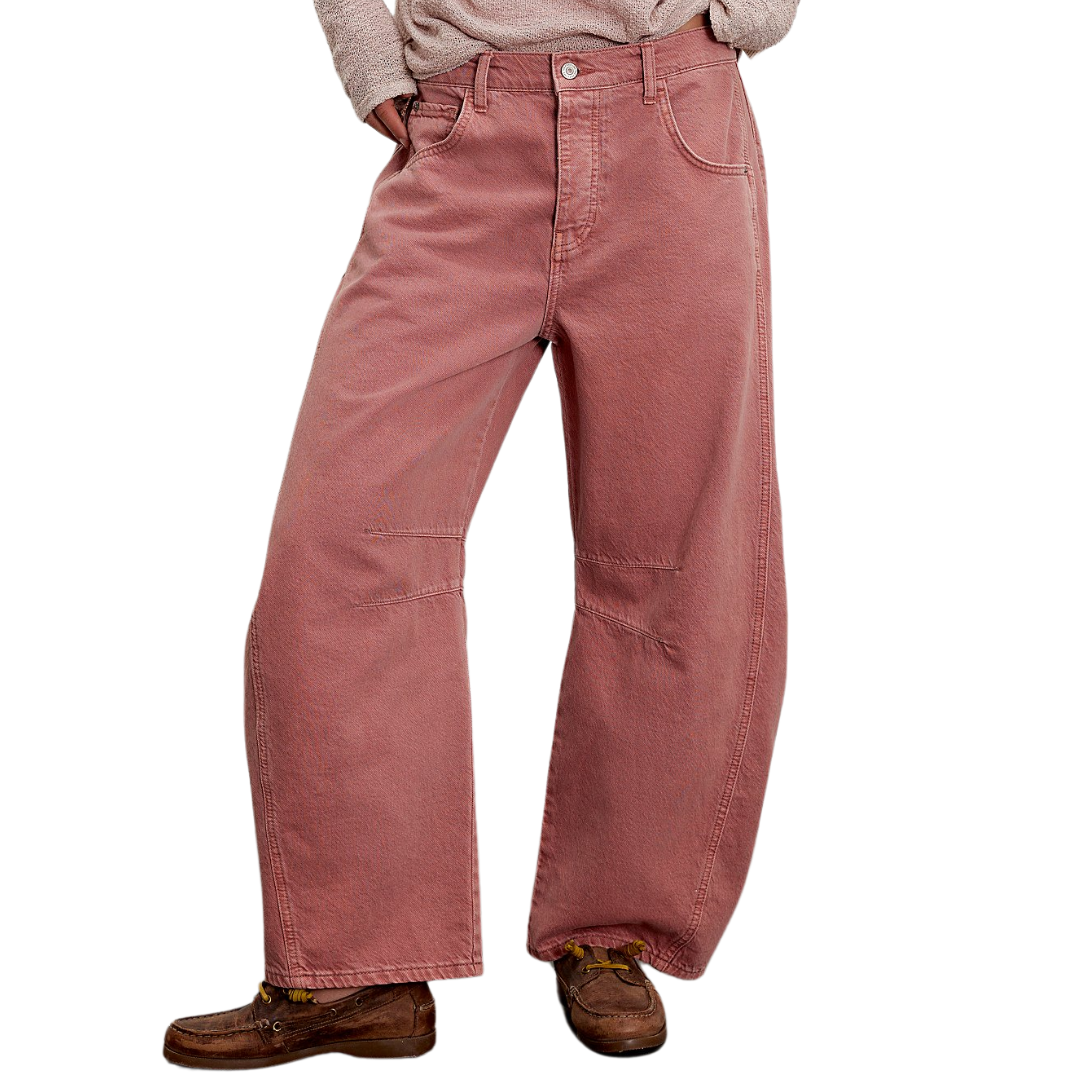 We The Free Good Luck Mid-Rise Barrel Jeans in Sunsetter